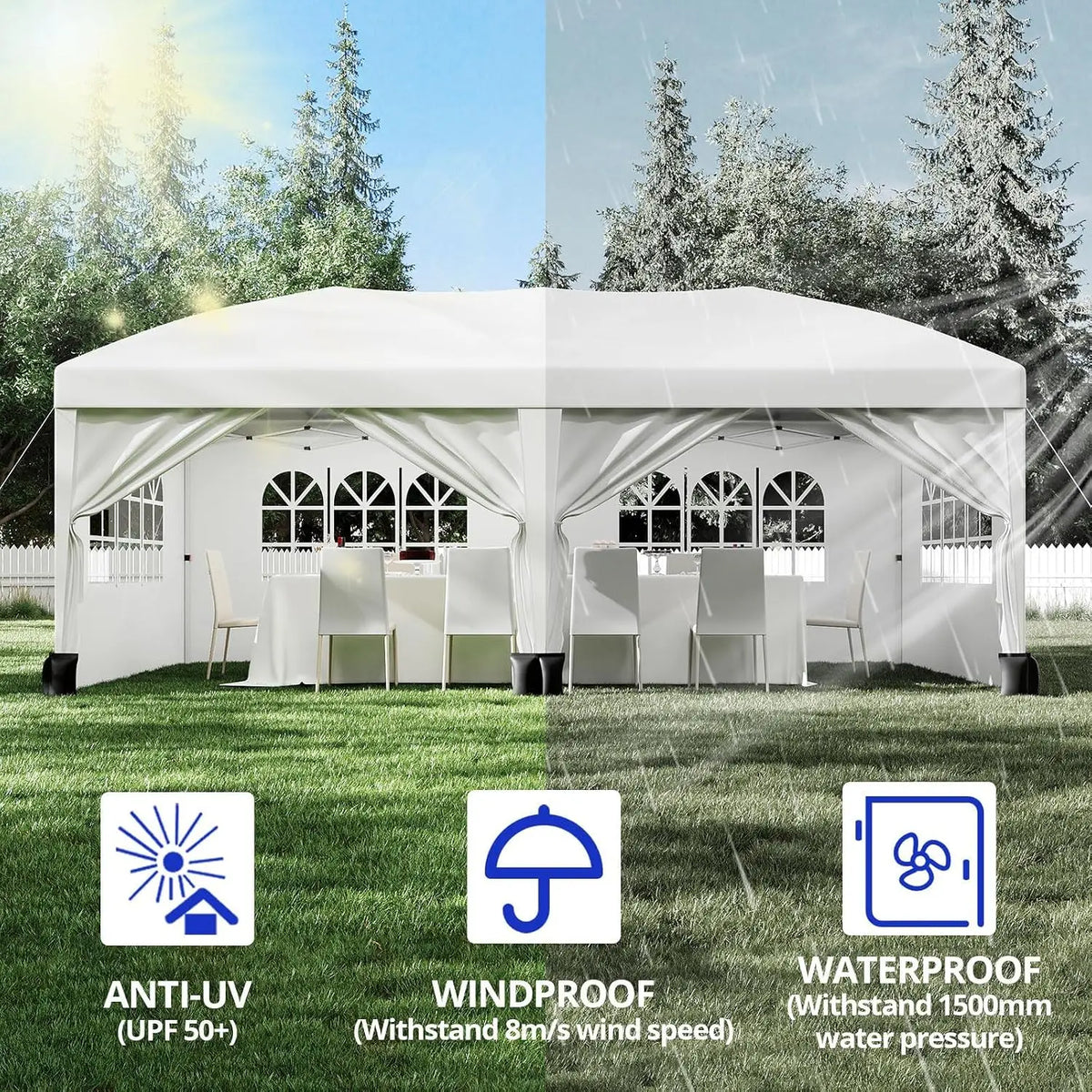 Garvee Folding Waterproof Pop Up Canopy Tent With Window Sidewalls