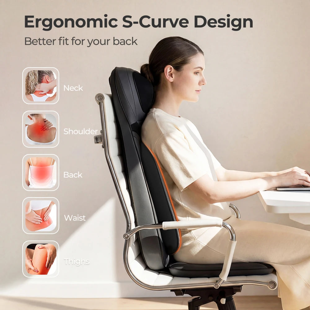 HOMEMASSA Adjustable Shiatsu Neck Back Massager With Heat