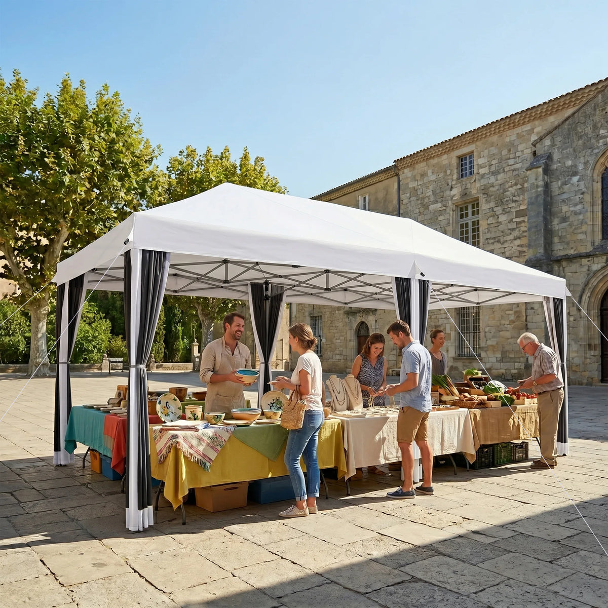 Outsunny Pop Up Party Tent Gazebo Canopy With Six Sidewalls