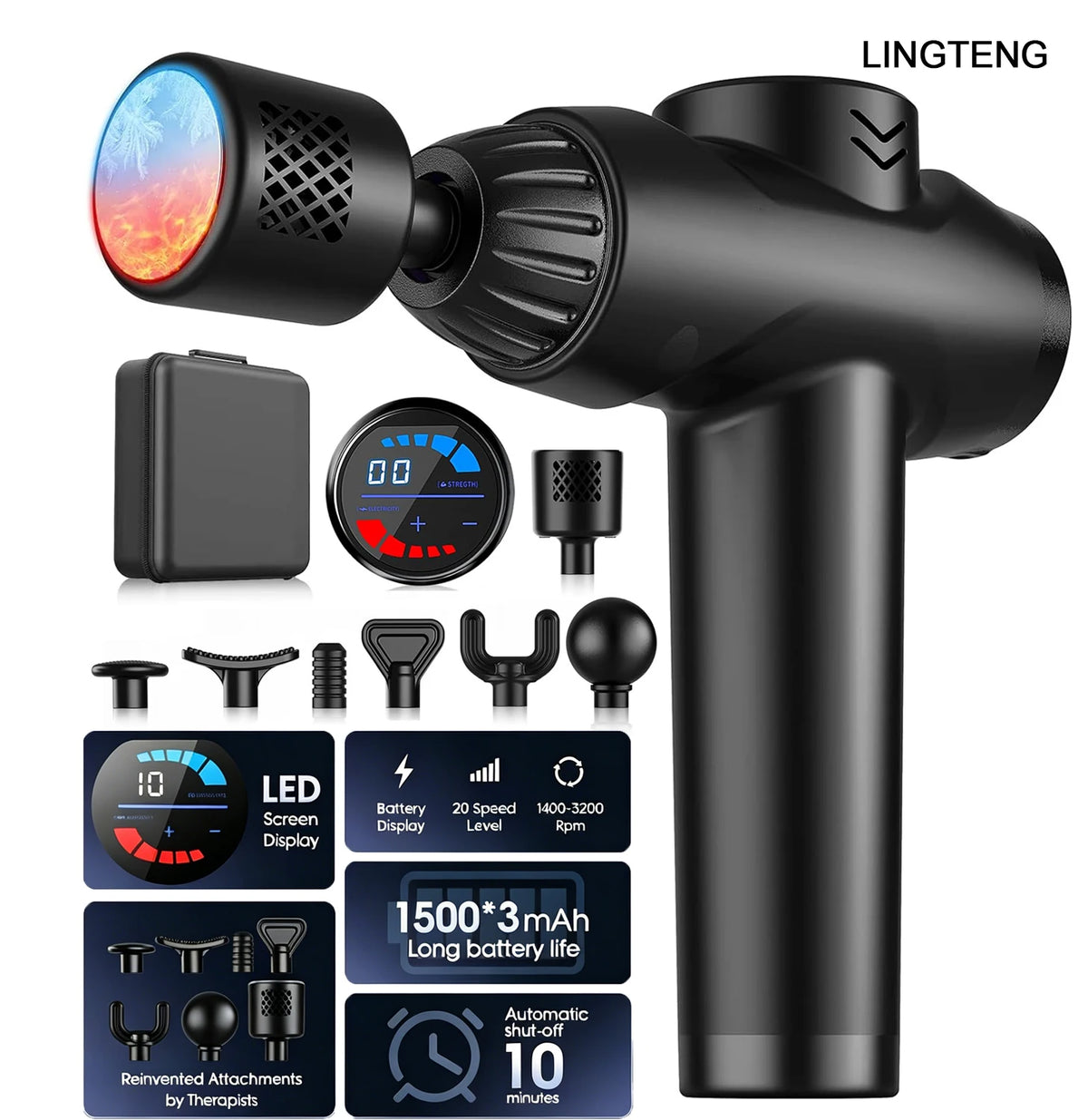 Lingteng Hot And Cold Therapy Massage Gun Deep Tissue Percussion