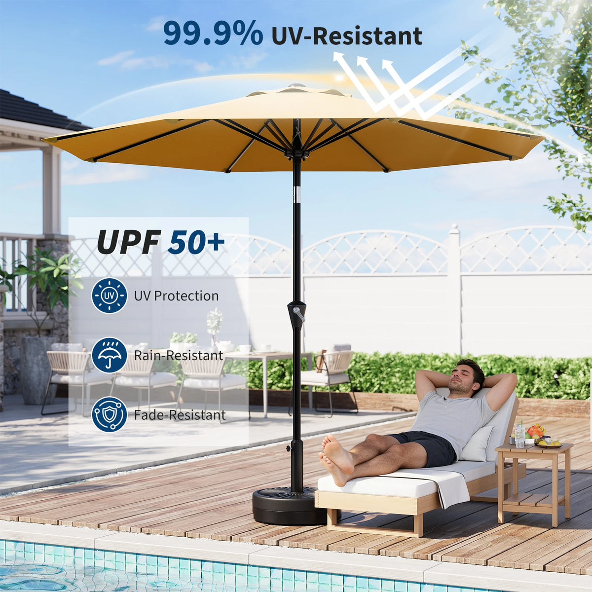 HiMISS Waterproof Market Umbrella With UV Protection And Tilt