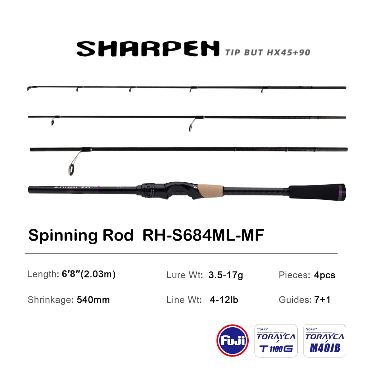 PURELURE Travel Soft Lure Spinning and Casting Fishing Rods