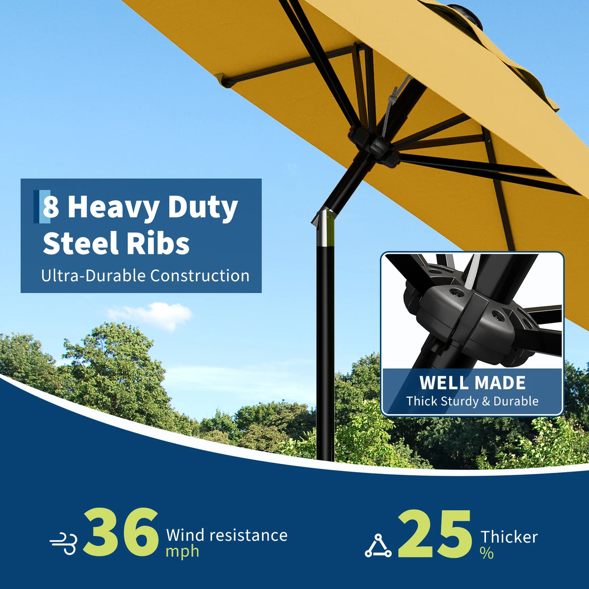 HiMISS Waterproof Market Umbrella With UV Protection And Tilt