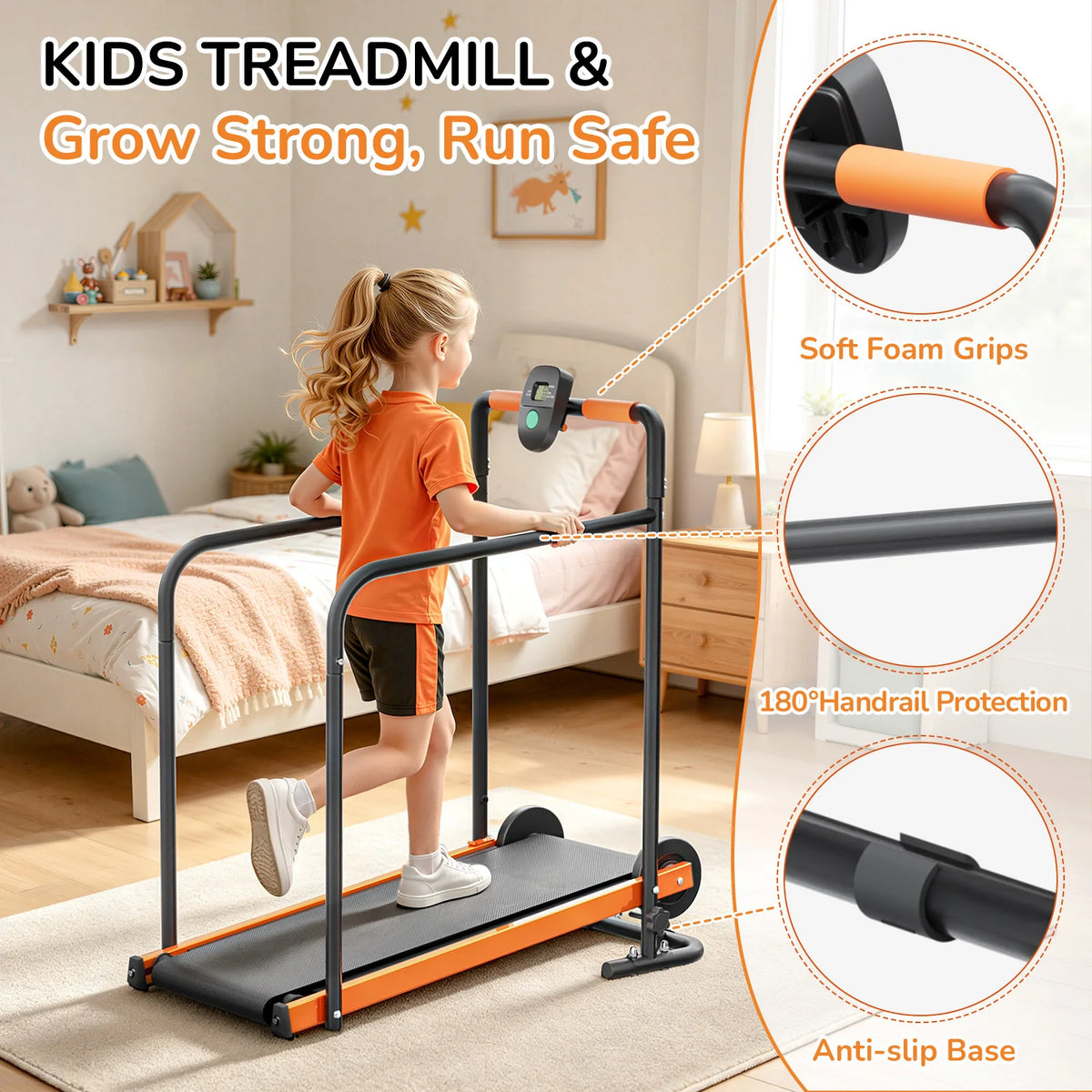 Akluer Kids Self Propelled Walking Pad Treadmill For Home Fitness