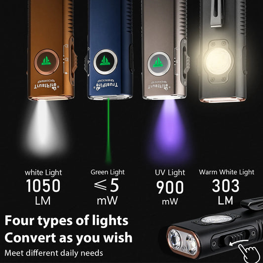 TrustFire MINIX3 Flat EDC Flashlight UV Green Light 1050 Lumens