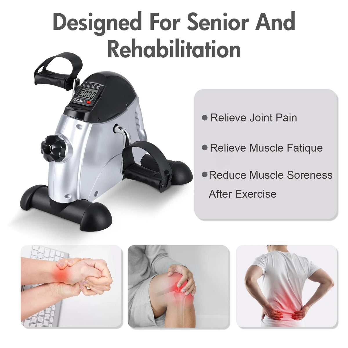 Multifunctional Under Desk Pedal Exerciser Bike With LCD Screen Display