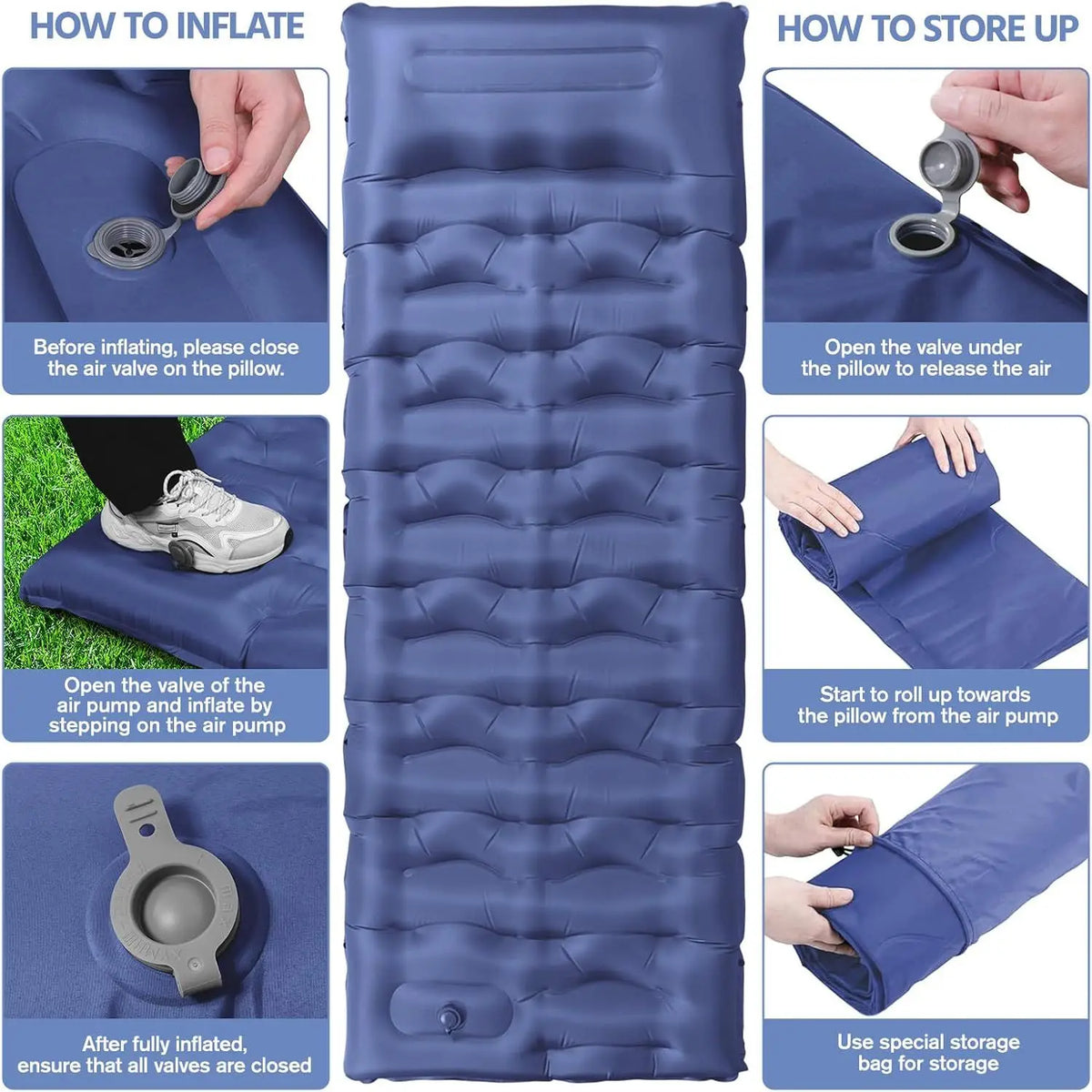 Oeny Ultralight Inflatable Camping Sleeping Pad With Pillow