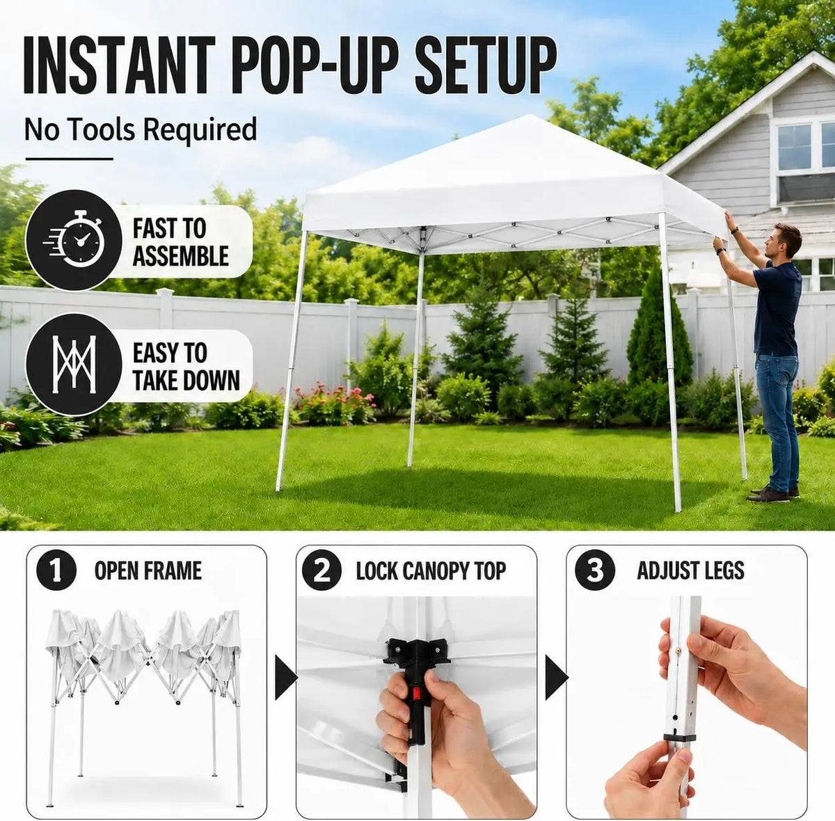 Tacleekii Heavy Duty Pop Up Canopy Instant Outdoor Gazebo Shelter