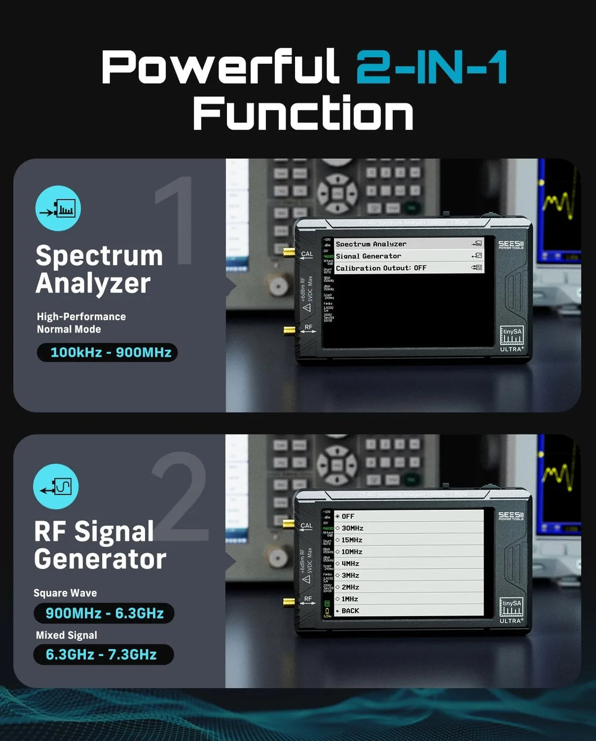 SeeSii TinySA Ultra Plus Spectrum Analyzer and RF Signal Generator