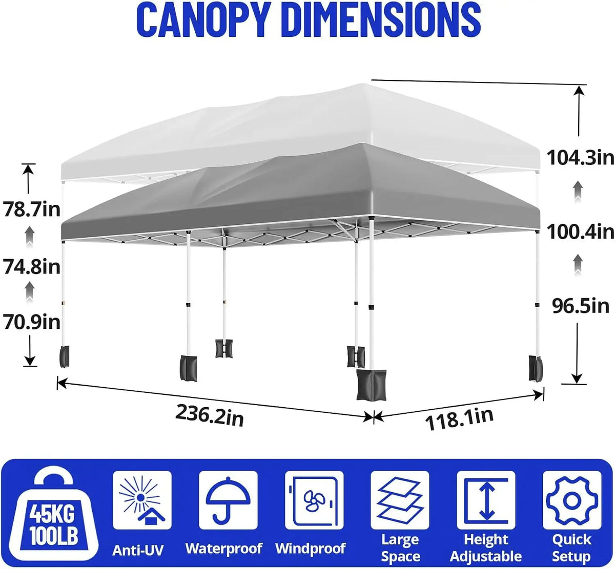 Garvee Waterproof Pop Up Canopy Tent With Window Sidewalls