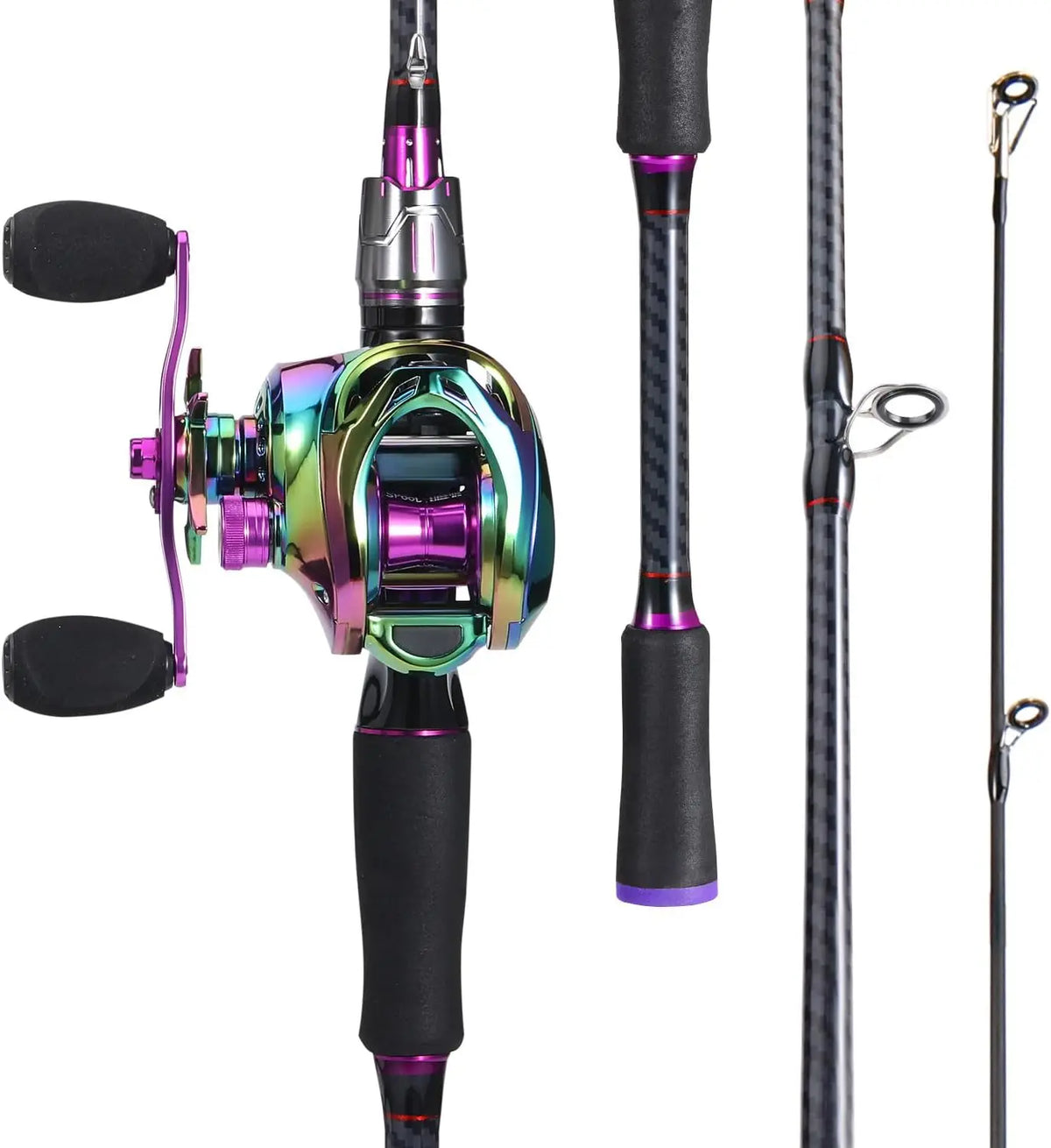 Carbon Glass Composite Baitcasting Fishing Rod And Reel Combo
