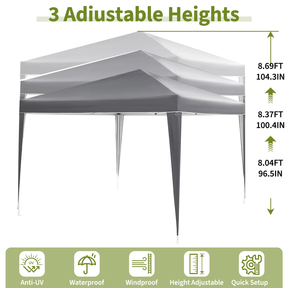 HiMISS Heavy Duty Pop Up Canopy Tent Waterproof With Sidewalls Bag