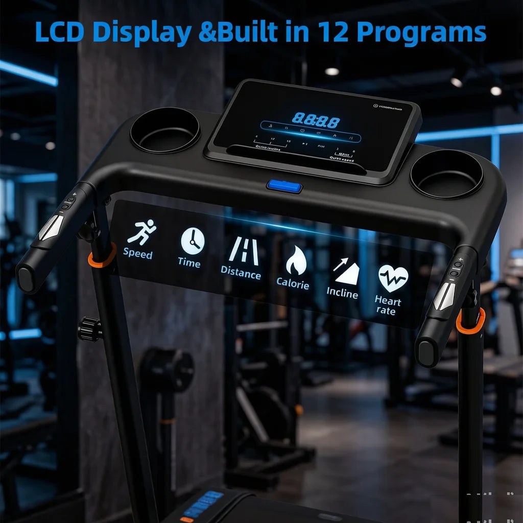 Compact Foldable 3HP Treadmill With Brushless Motor And Adjustable Incline