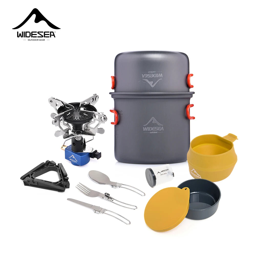 Widesea Portable Camping Gas Stove Cookware Set Aluminum Alloy