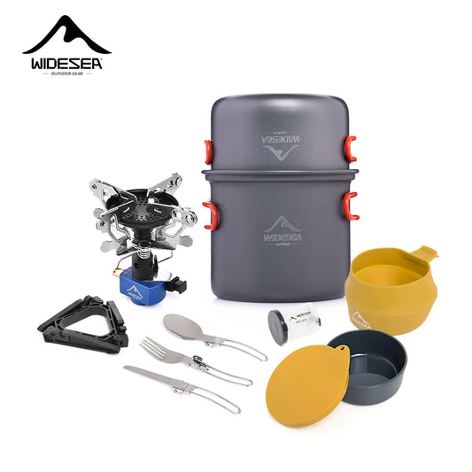 Widesea Portable Camping Gas Stove Cookware Set Aluminum Alloy