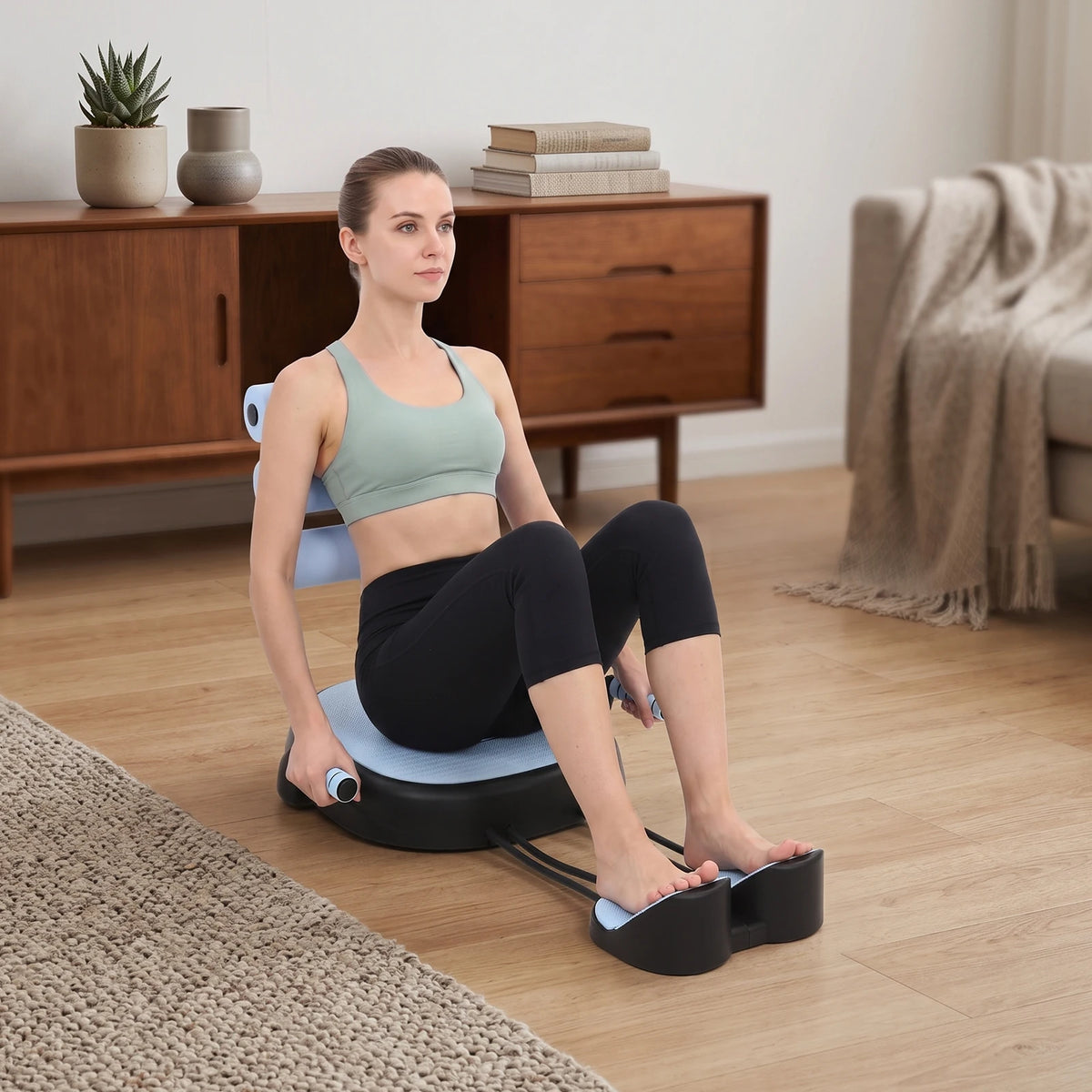 Multifunctional Sit Up Bench With Pull Ropes And Foam Pad