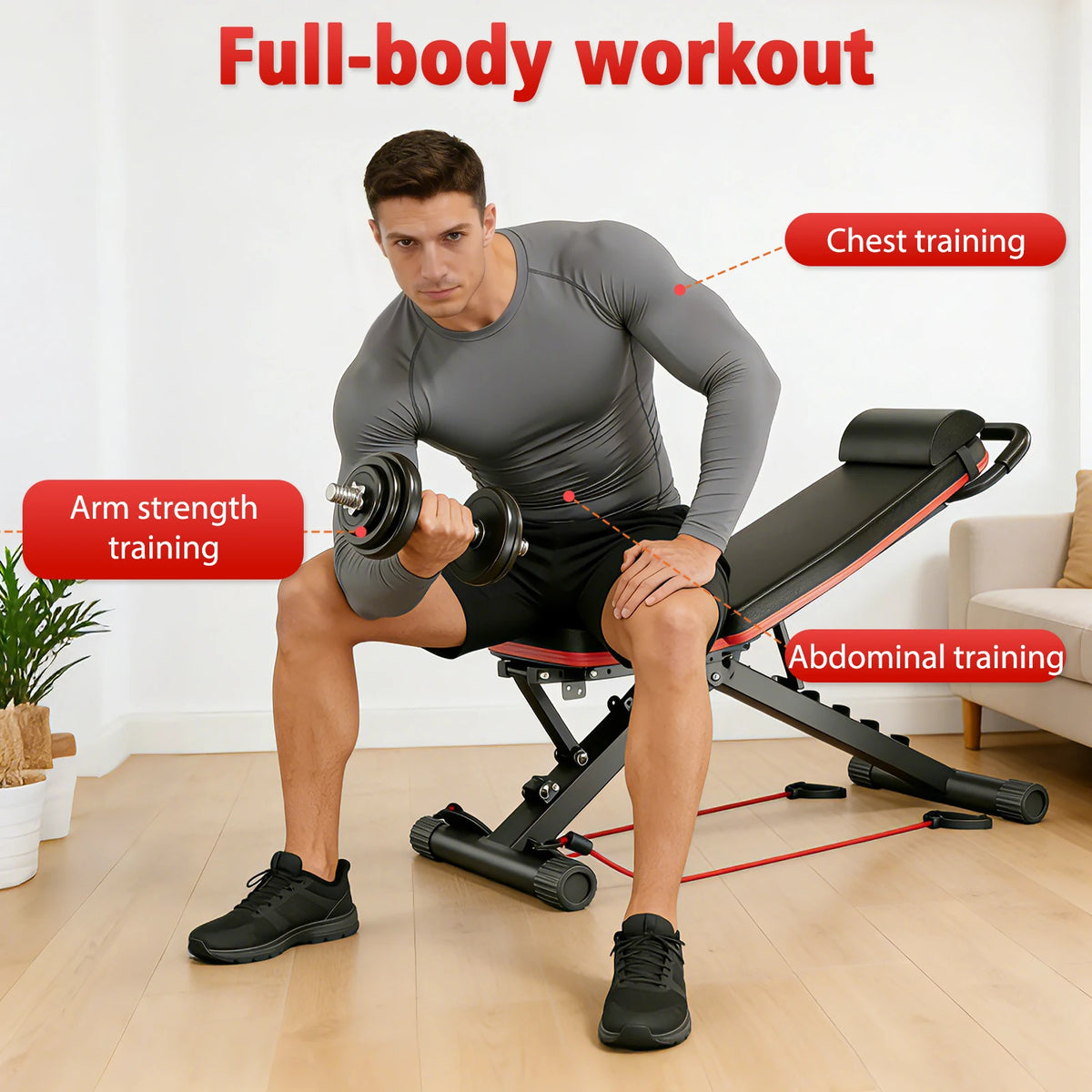 Foldable Multi Functional Dumbbell Bench for Full Body Workouts