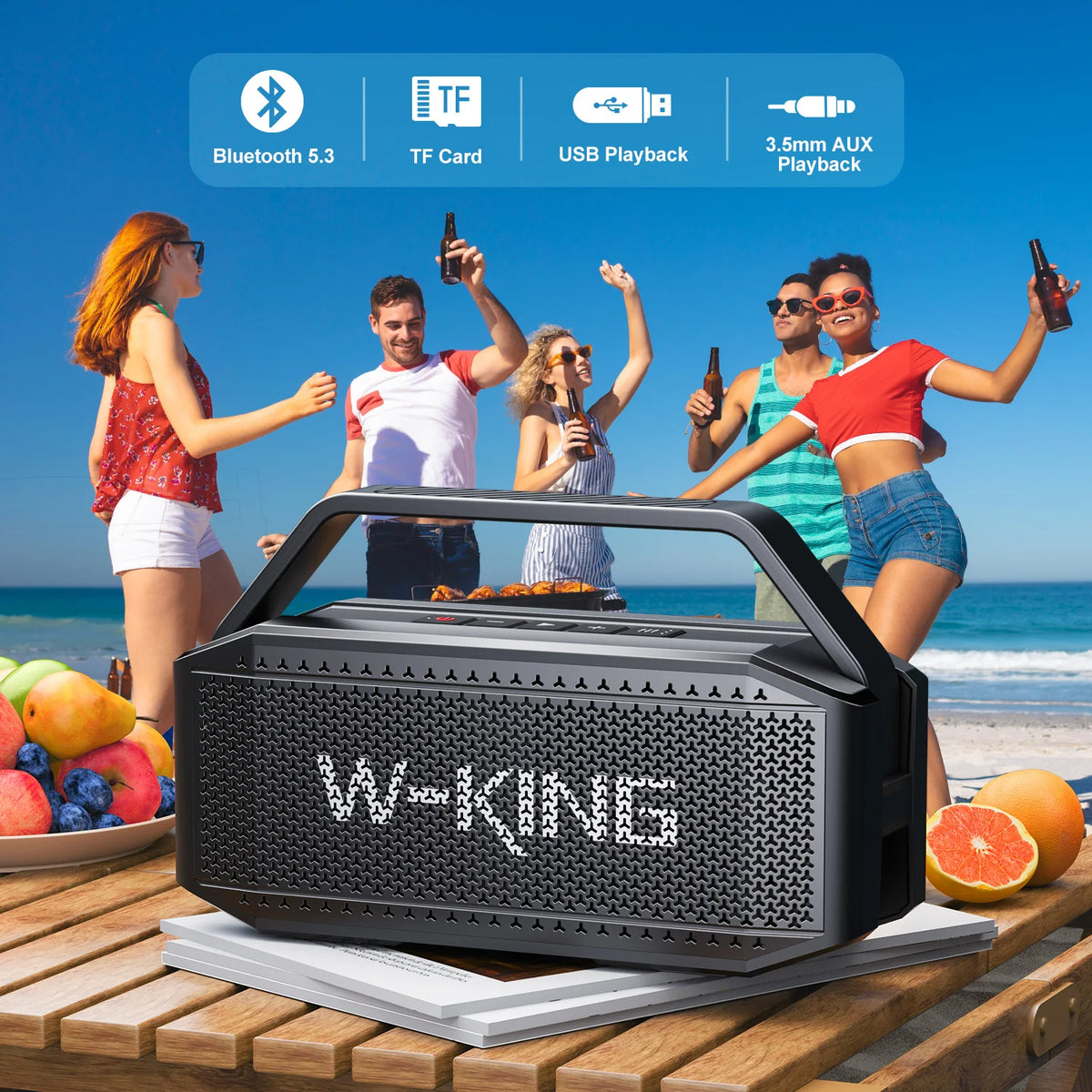 W-King D9-1 100W Waterproof Bluetooth Speaker With Subwoofer