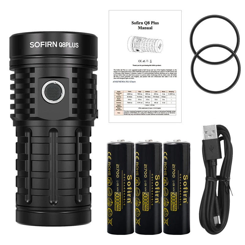 Sofirn Q8 Plus Led Flashlight Xhp50b Emitter Usb C Rechargeable