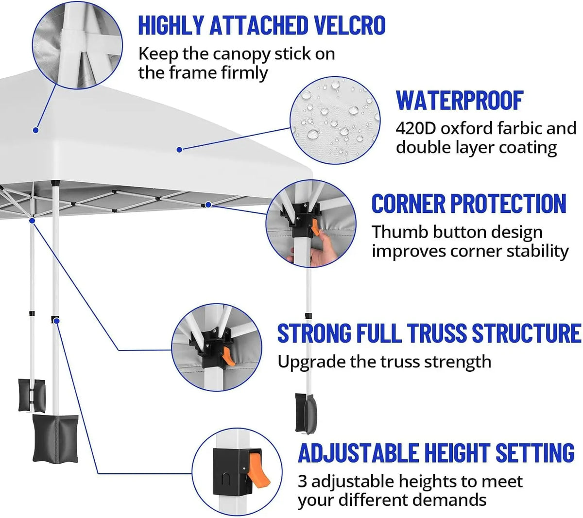 Garvee Folding Waterproof Pop Up Canopy Tent With Window Sidewalls