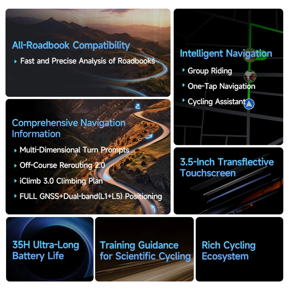 iGPSPORT BiNavi Bike Computer Touchscreen Navigation 35 Hours Battery IPX7