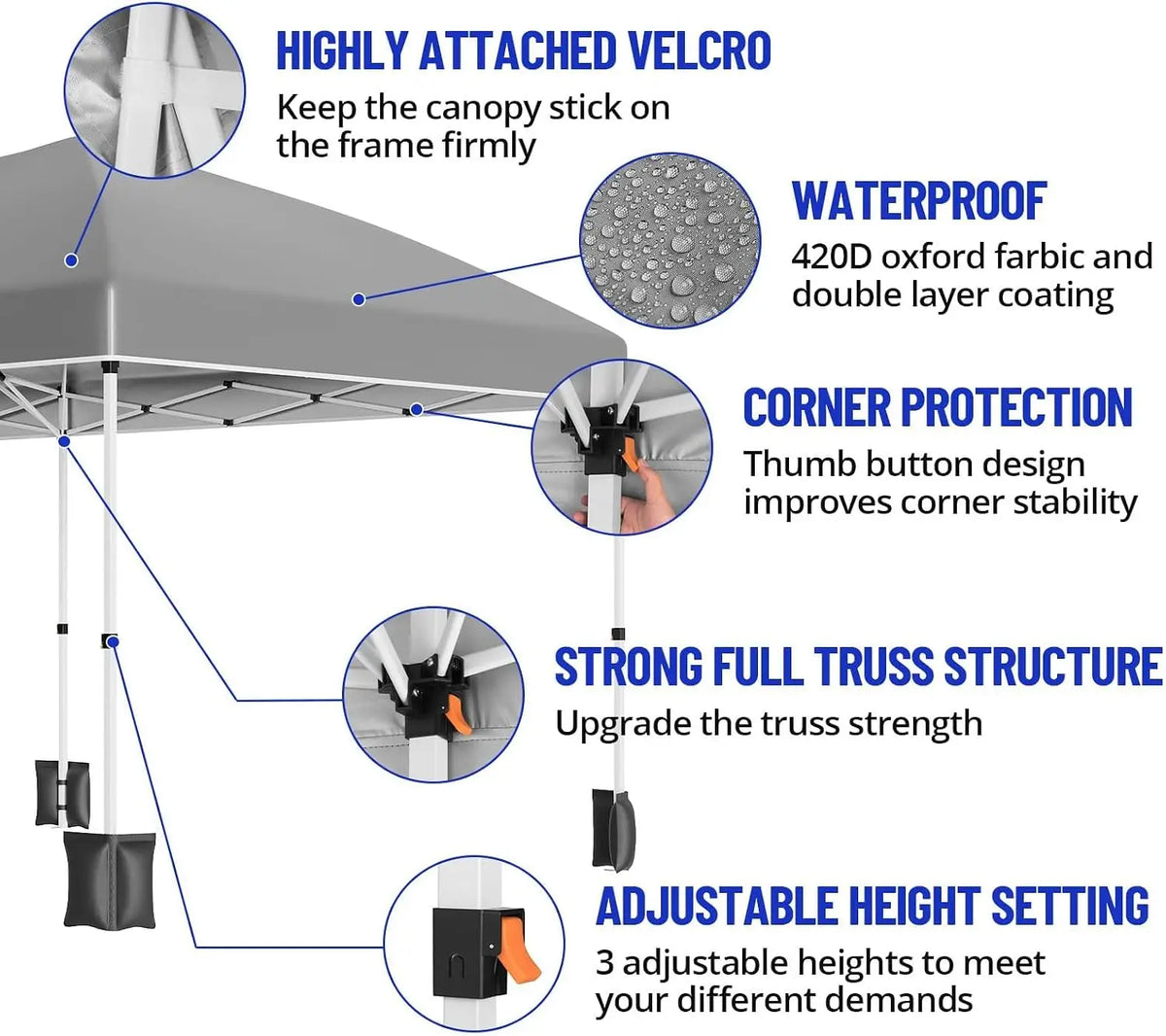 Garvee Waterproof Pop Up Canopy Tent With Window Sidewalls
