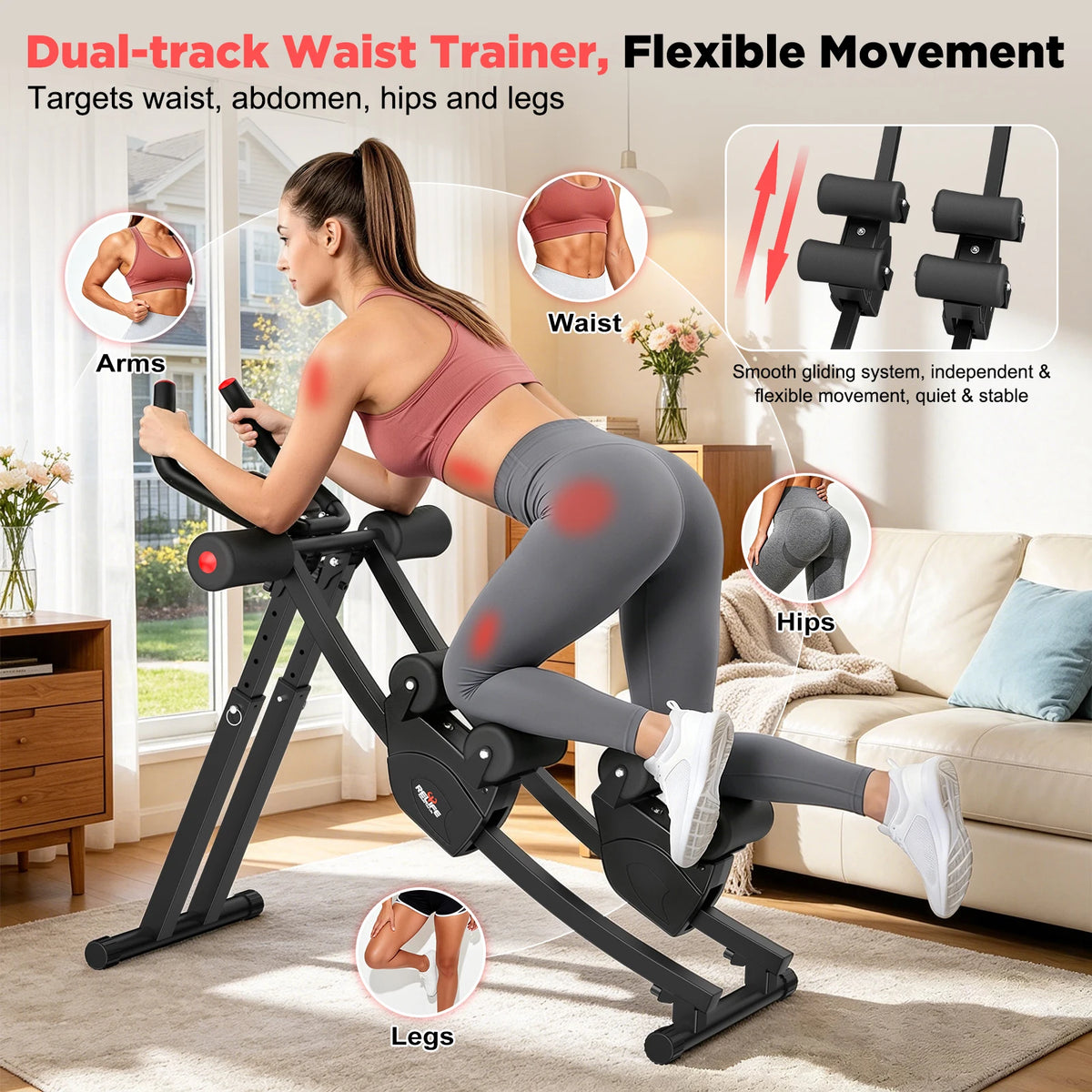 Dual Split Track Ab Machine With Adjustable Resistance LCD Display