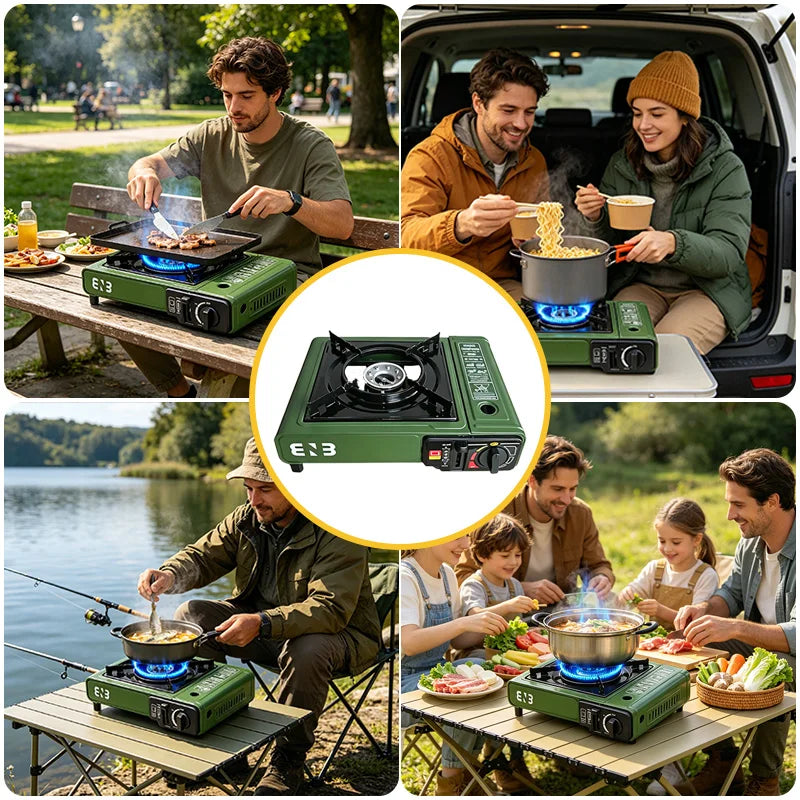 Stainless Steel Portable Butane Camping Stove Windproof Fuel Efficient