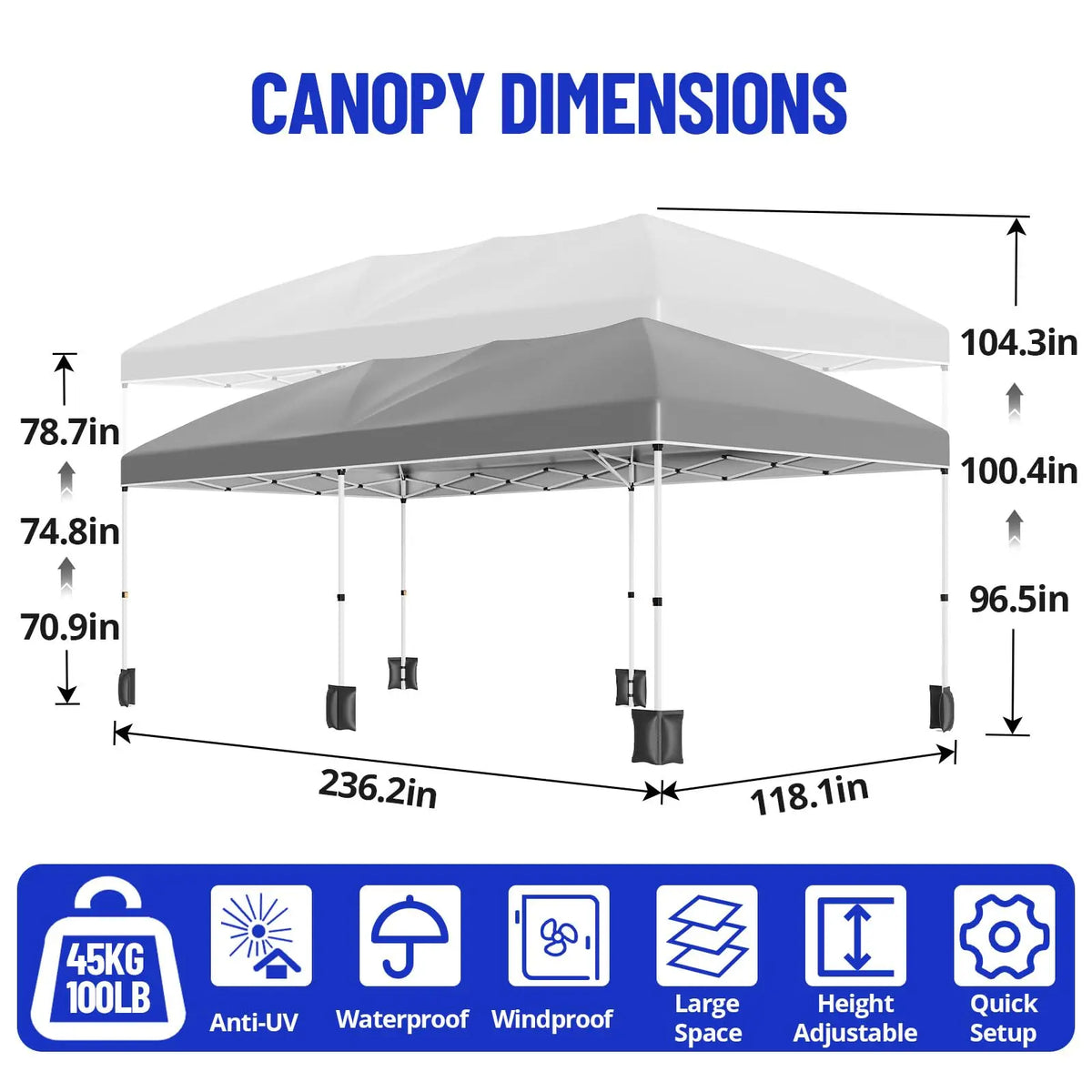HiMISS Heavy Duty Pop Up Canopy Tent Waterproof With Sidewalls Bag