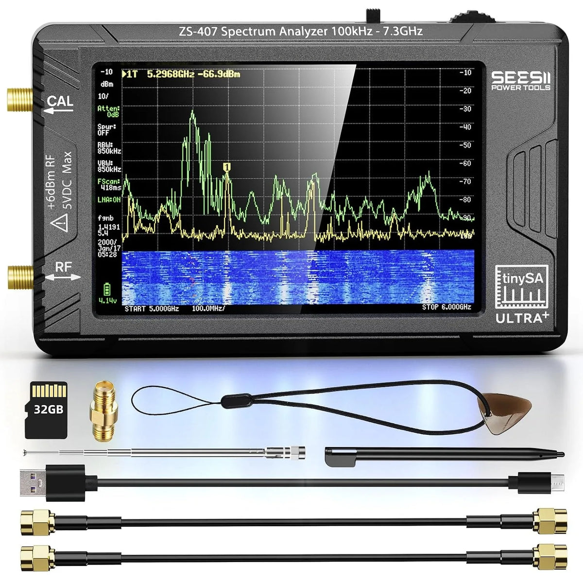 SeeSii TinySA Ultra Plus Spectrum Analyzer and RF Signal Generator