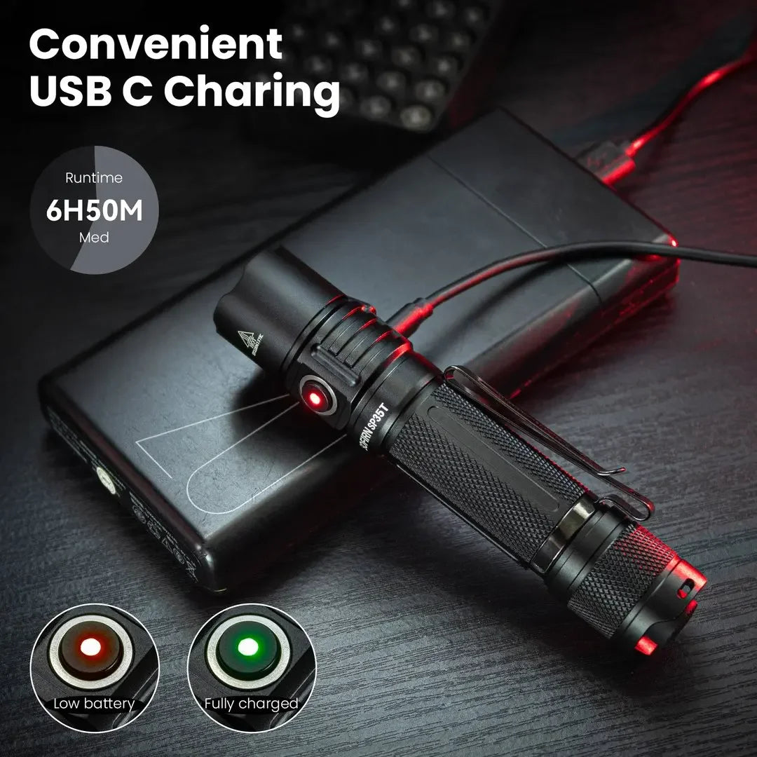 Sofirn SP35T 3800 Lumens Tactical USB Rechargeable Flashlight