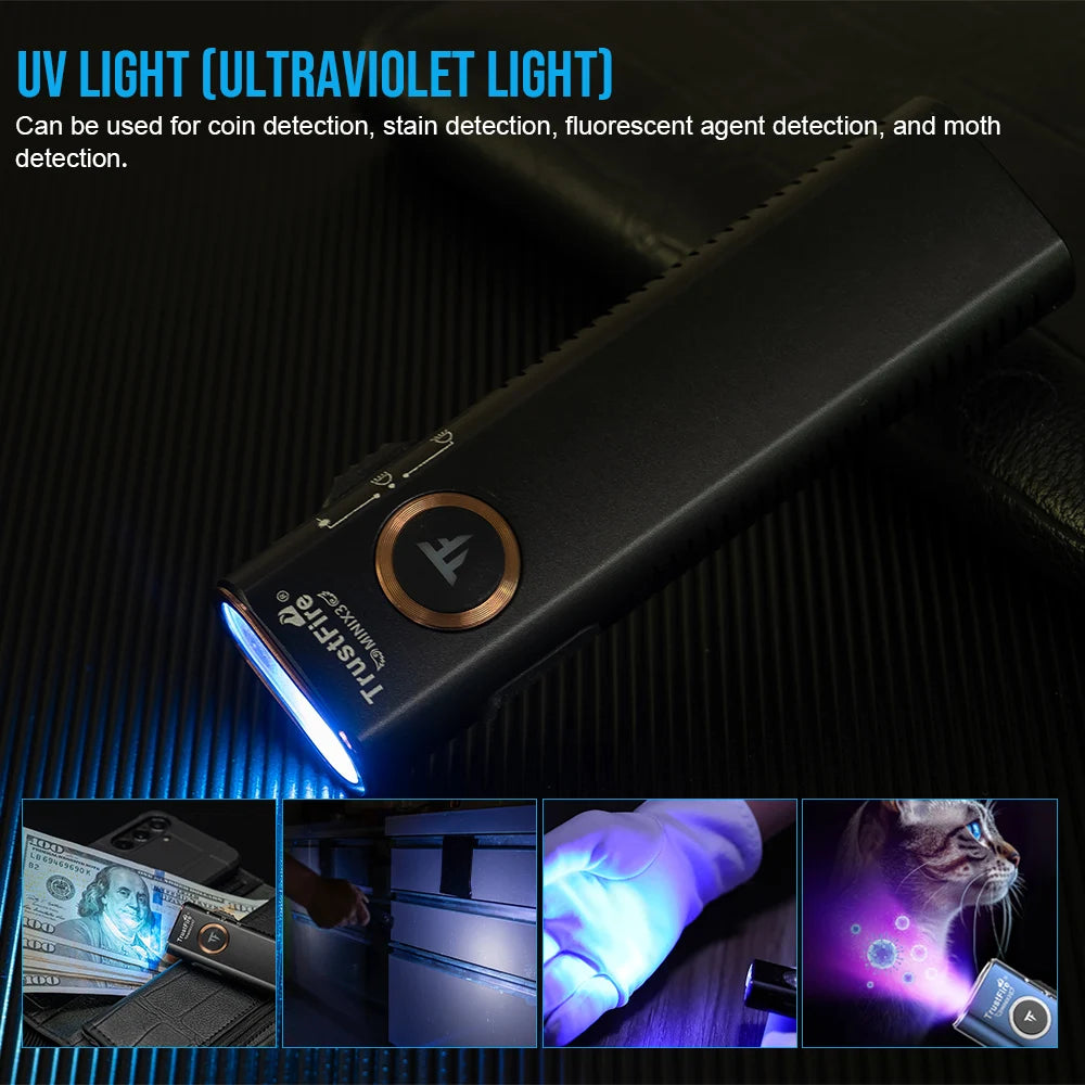 TrustFire MINIX3 Flat EDC Flashlight UV Green Light 1050 Lumens