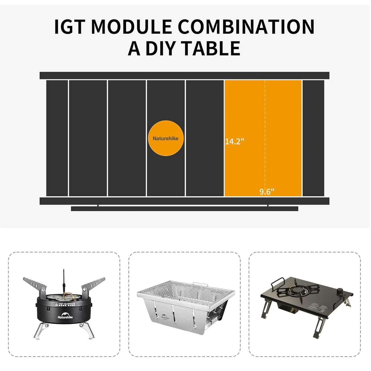 Naturehike Portable Aluminum Folding IGT Camping Grill Table