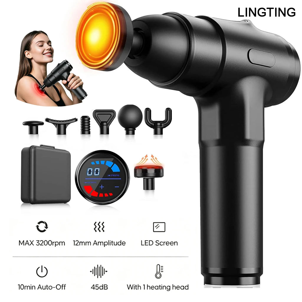 Lingteng Wireless Heating Deep Tissue Percussion Massage Gun For Recovery