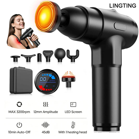 Lingteng Wireless Heating Deep Tissue Percussion Massage Gun For Recovery