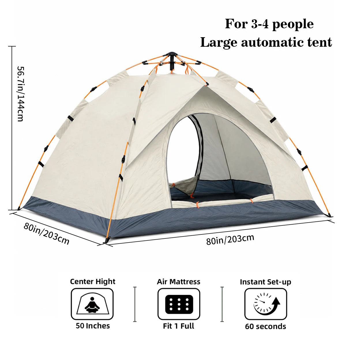 Tribenest Automatic Pop Up Camping Tent Windproof Weather Resistant