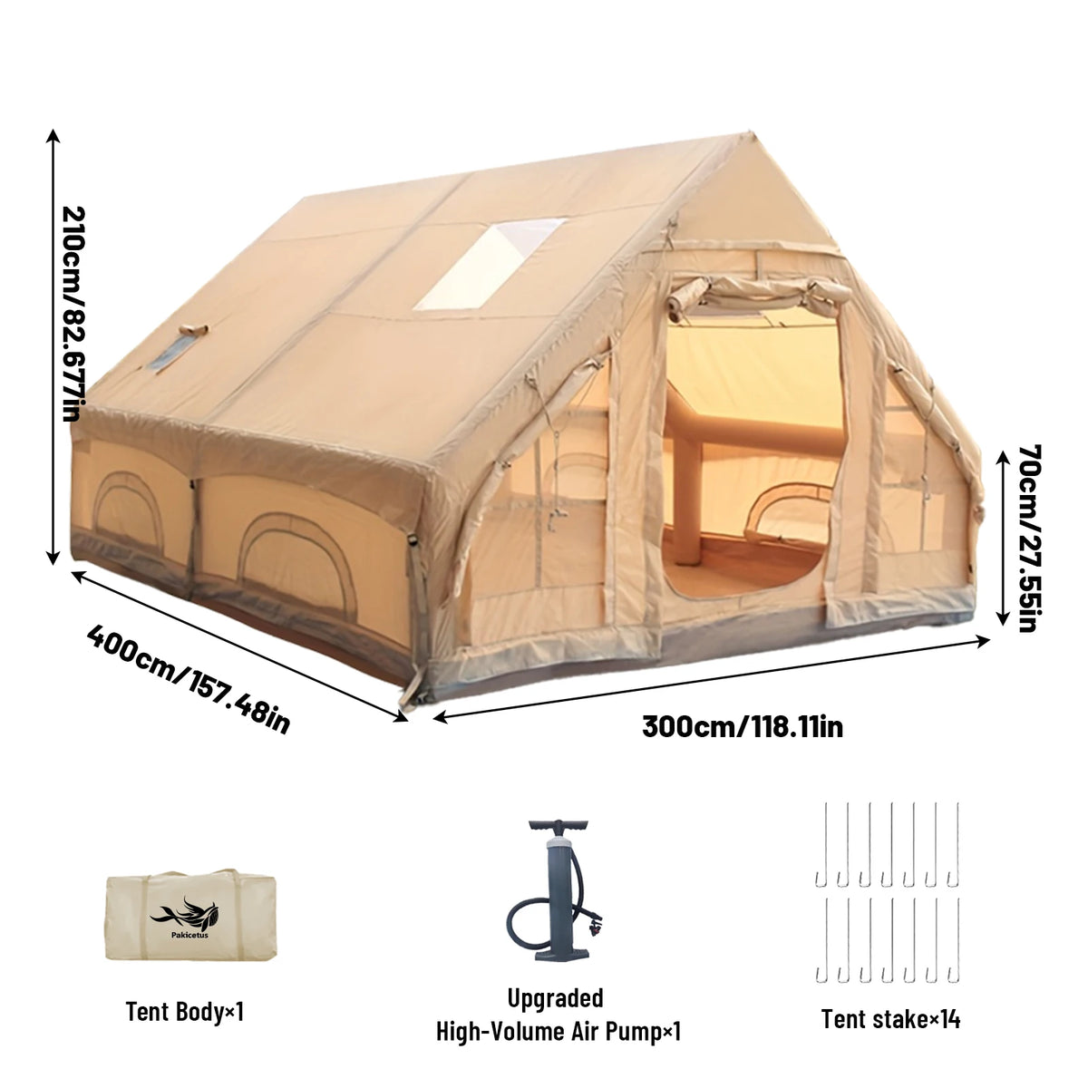 Inflatable Camping Tent With Air Pump And Skylight