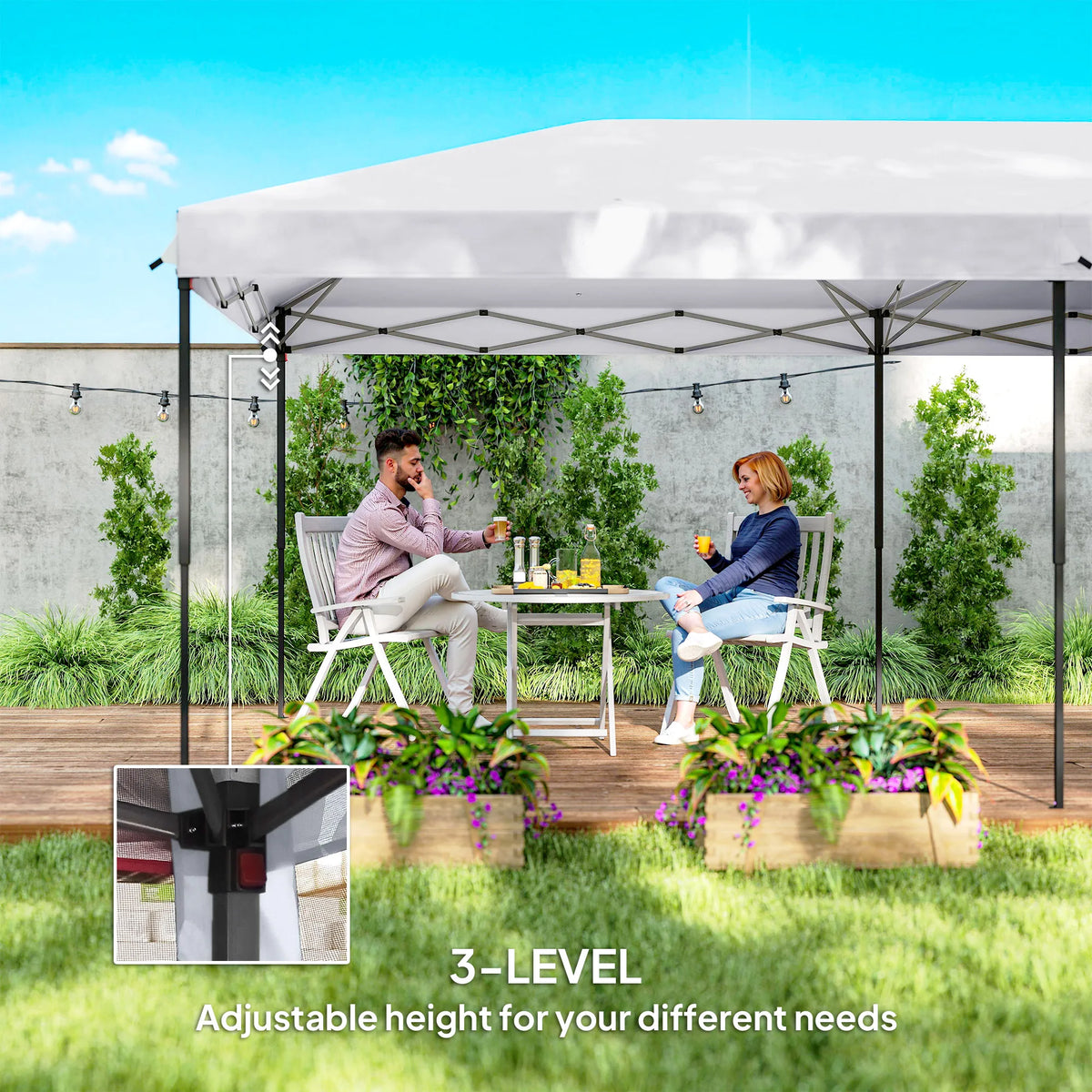 Outsunny Pop Up Party Tent Gazebo Canopy With Six Sidewalls