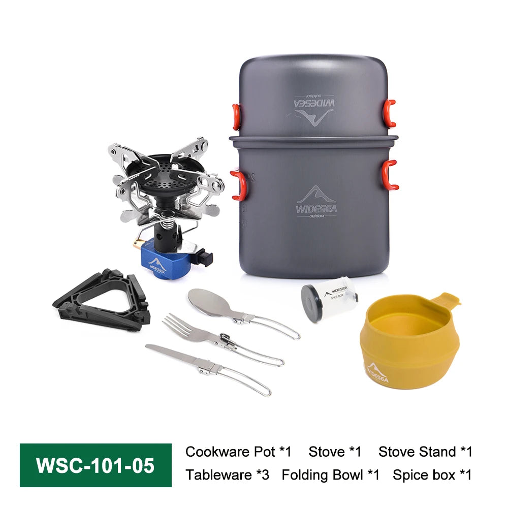 Widesea Portable Camping Gas Stove Cookware Set Aluminum Alloy
