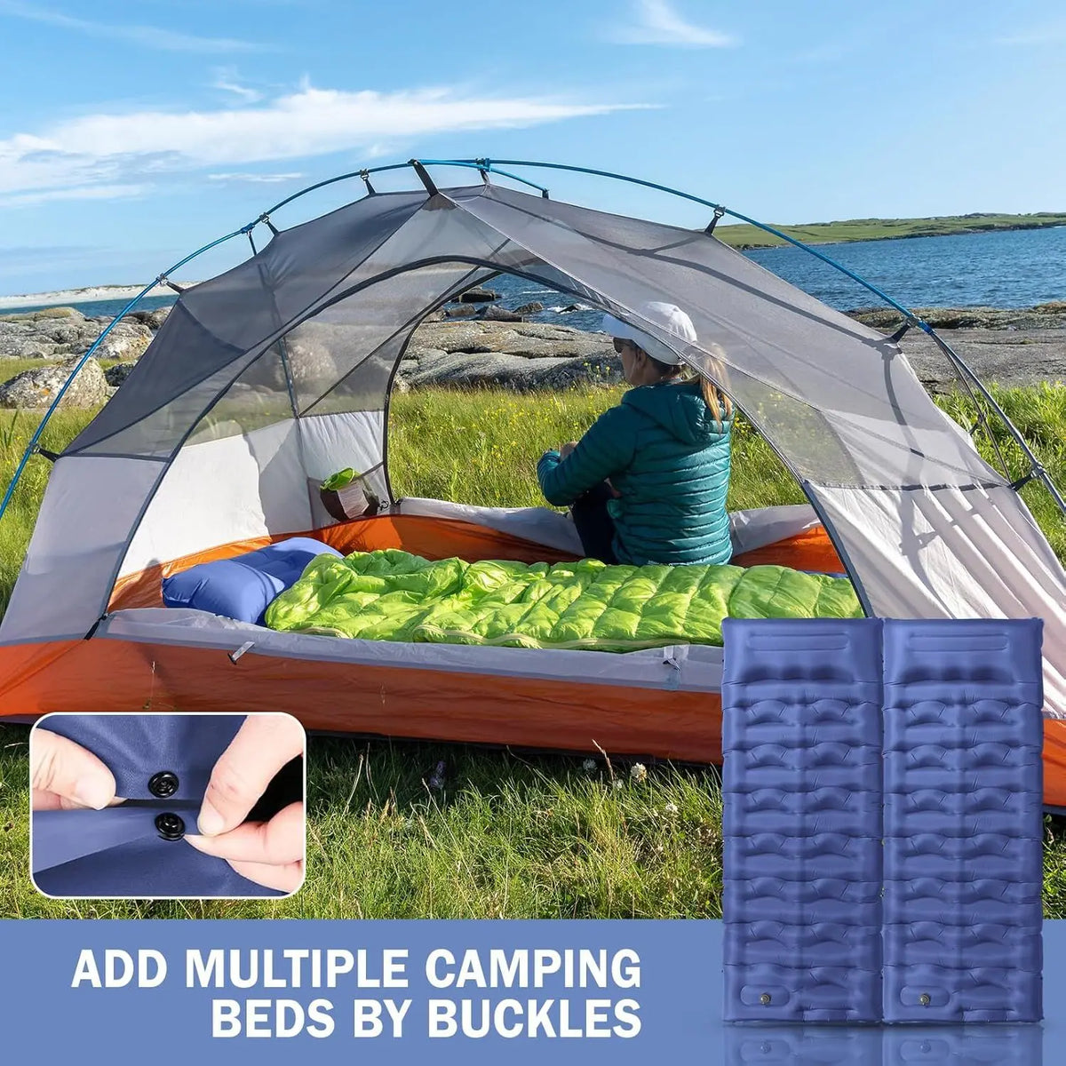 Oeny Ultralight Inflatable Camping Sleeping Pad With Pillow