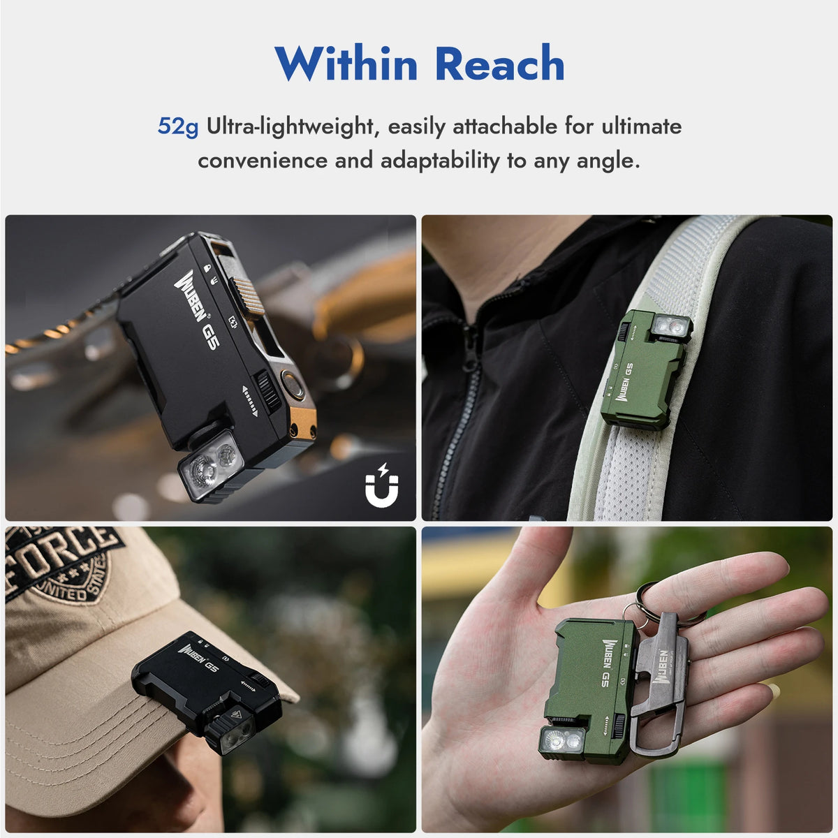 WUBEN G5 Magnetic EDC Flashlight 400 Lumen USB C Rechargeable