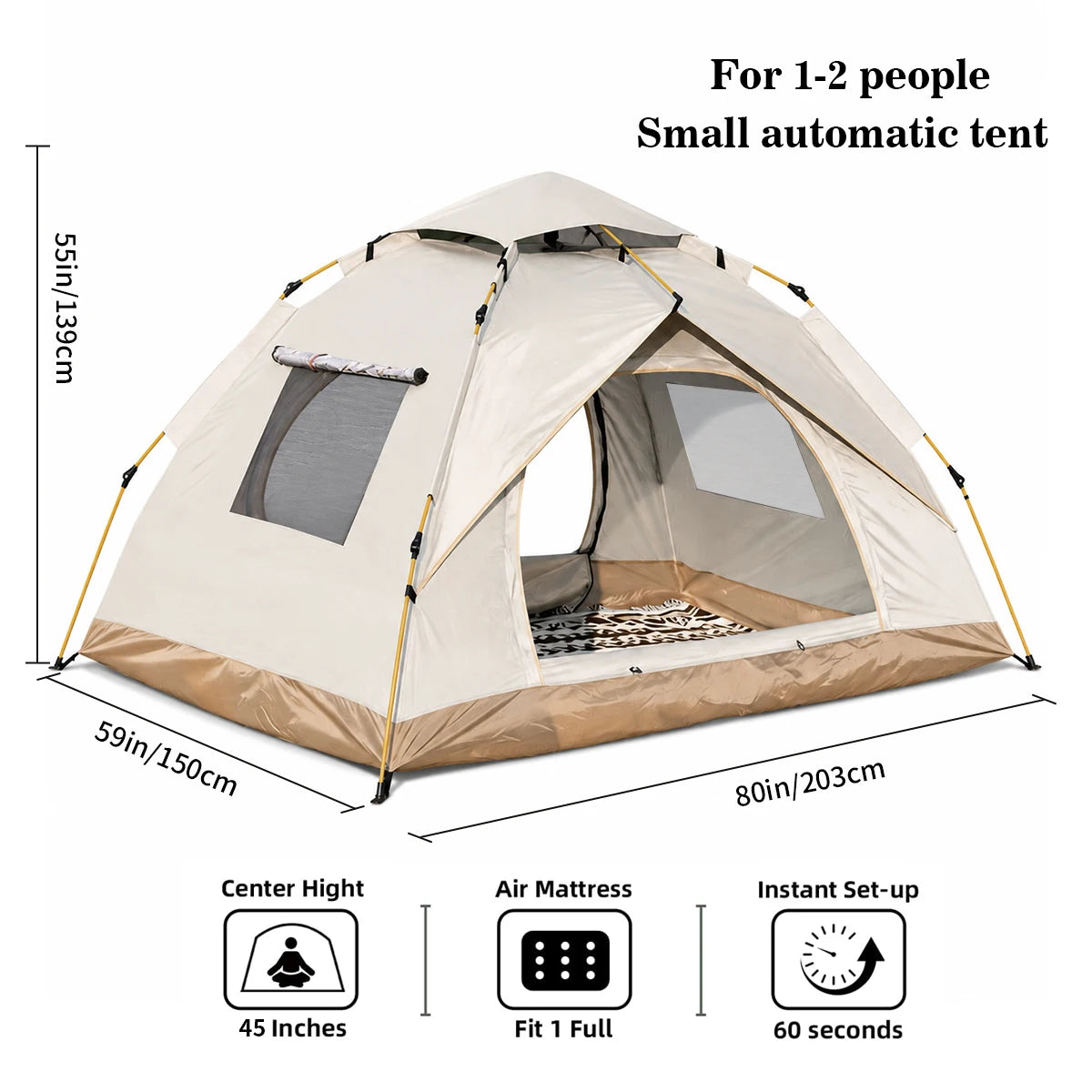 Tribenest Automatic Pop Up Camping Tent Windproof Weather Resistant