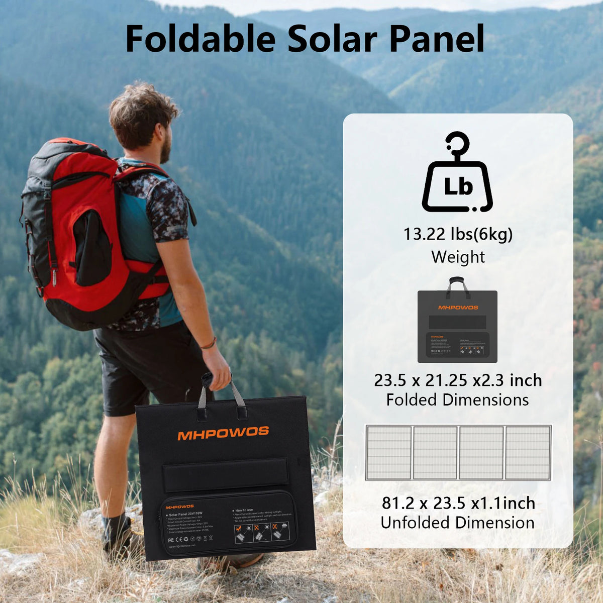 Mhpows Foldable 400W Monocrystalline Solar Panel Waterproof Portable