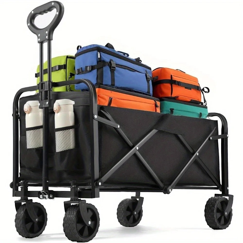 Heavy Duty Steel Folding Utility Wagon With All Terrain Wheels