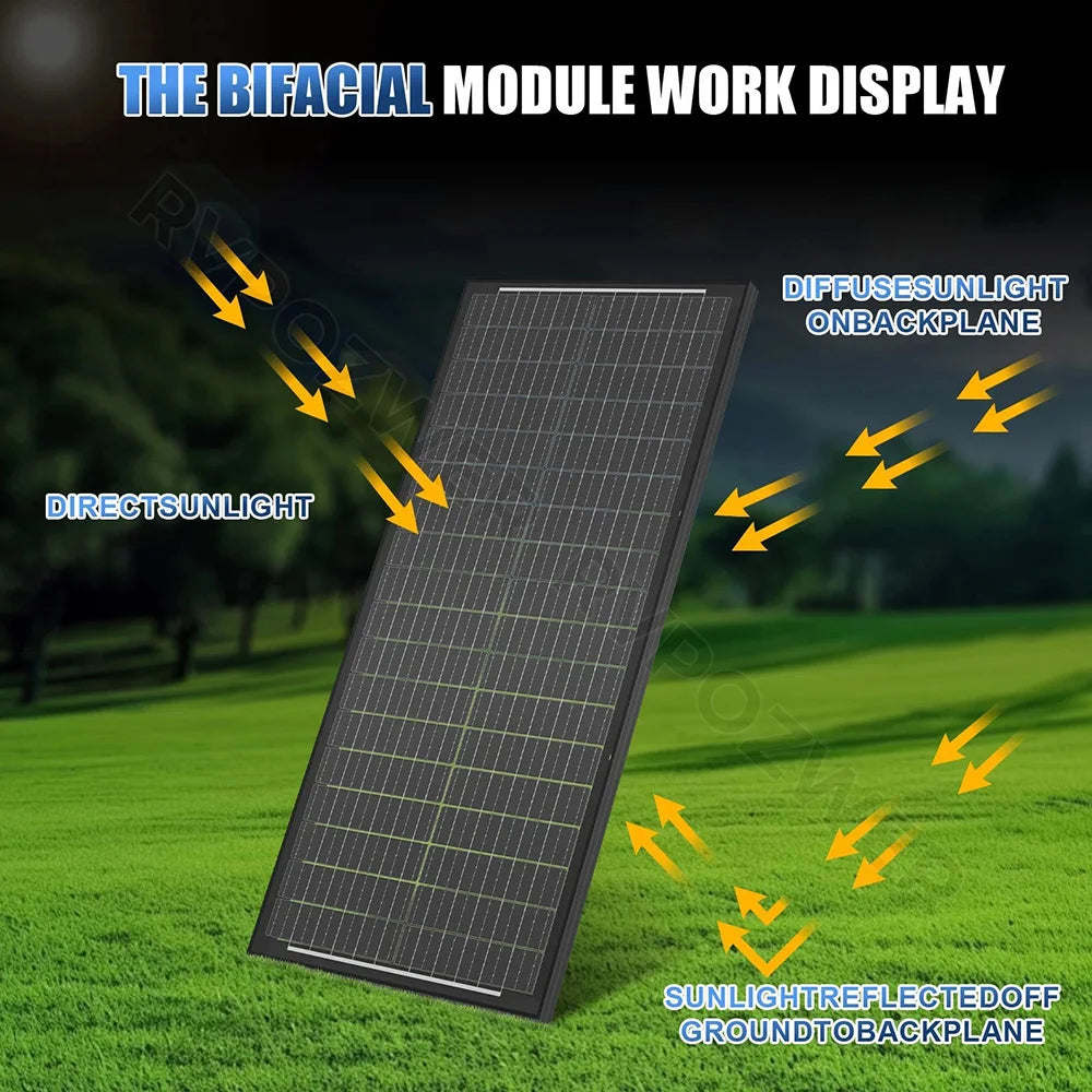 RVPOZWER 400W Bifacial Mono Solar Panel 18BB High Efficiency Module
