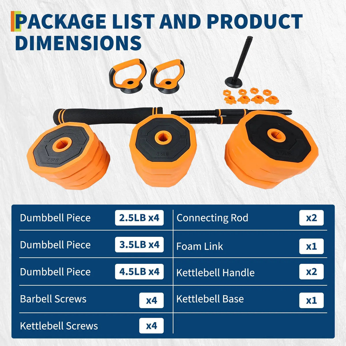 Adjustable Dumbbell Set With Barbell Kettlebell And Push Up Stand
