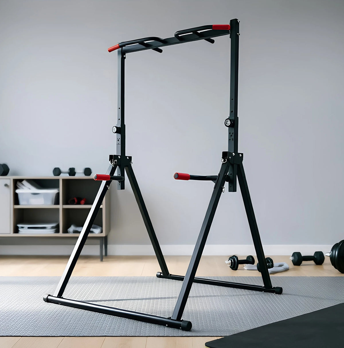 Adjustable Foldable Pull Up Bar With Parallel Home Gym Station