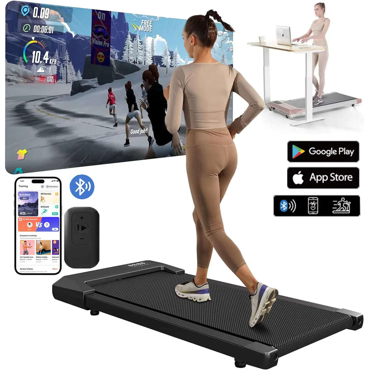 Superun 2.5HP Home Treadmill With Bluetooth And Lcd Display