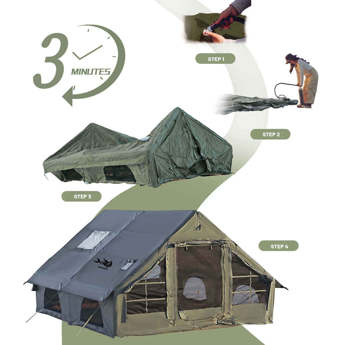 Inflatable Camping Tent With Air Pump And Skylight