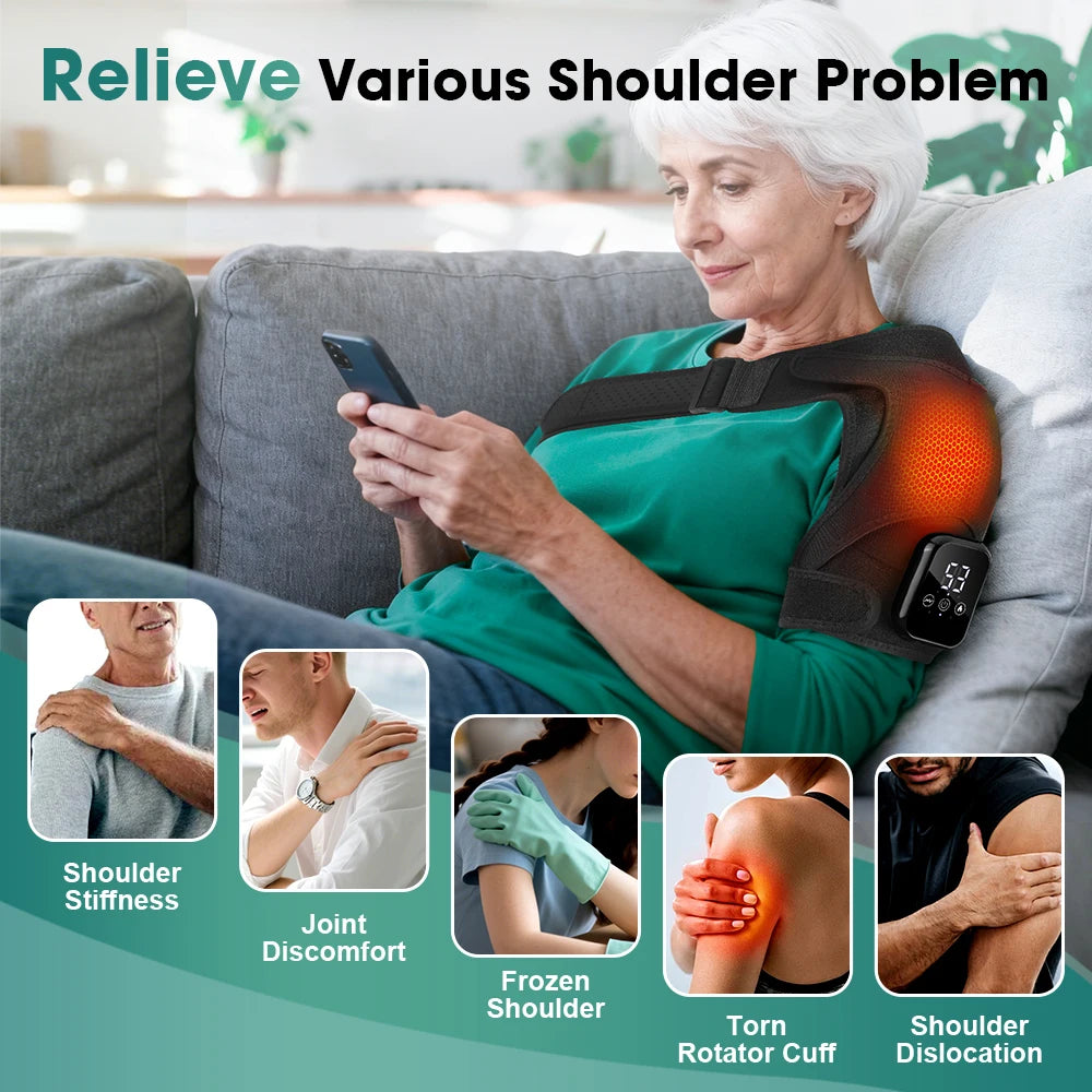 Pastsky Heated Vibration Shoulder Massager Support Belt